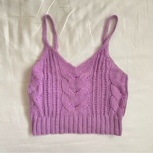 Purple Knit Cropped Tank Top